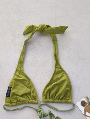 Nicolita Olive Triangle Halter Bikini Top